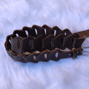 Genuine Leather Half Oval Link Oversized Belt